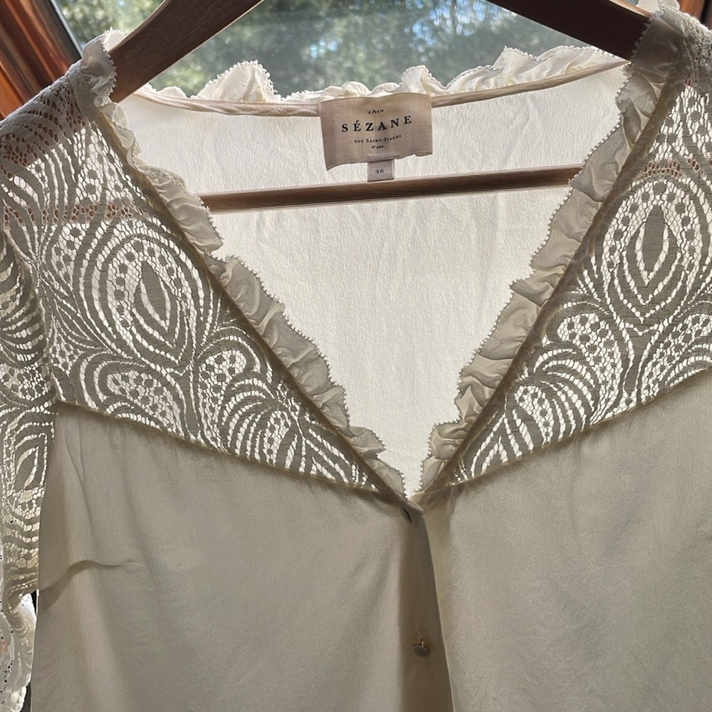 Sezane silk lace blouse